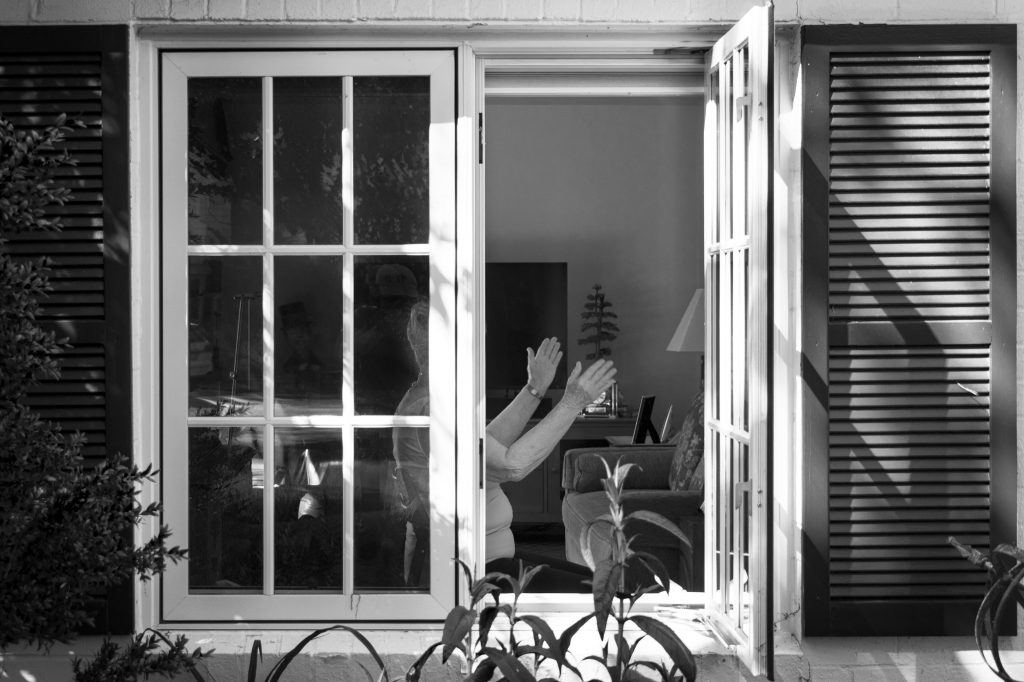 Woman through a window