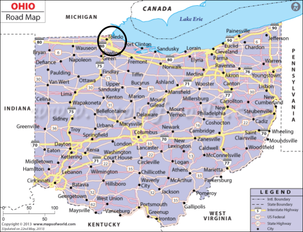 Ohio Trafficking Map with Highways